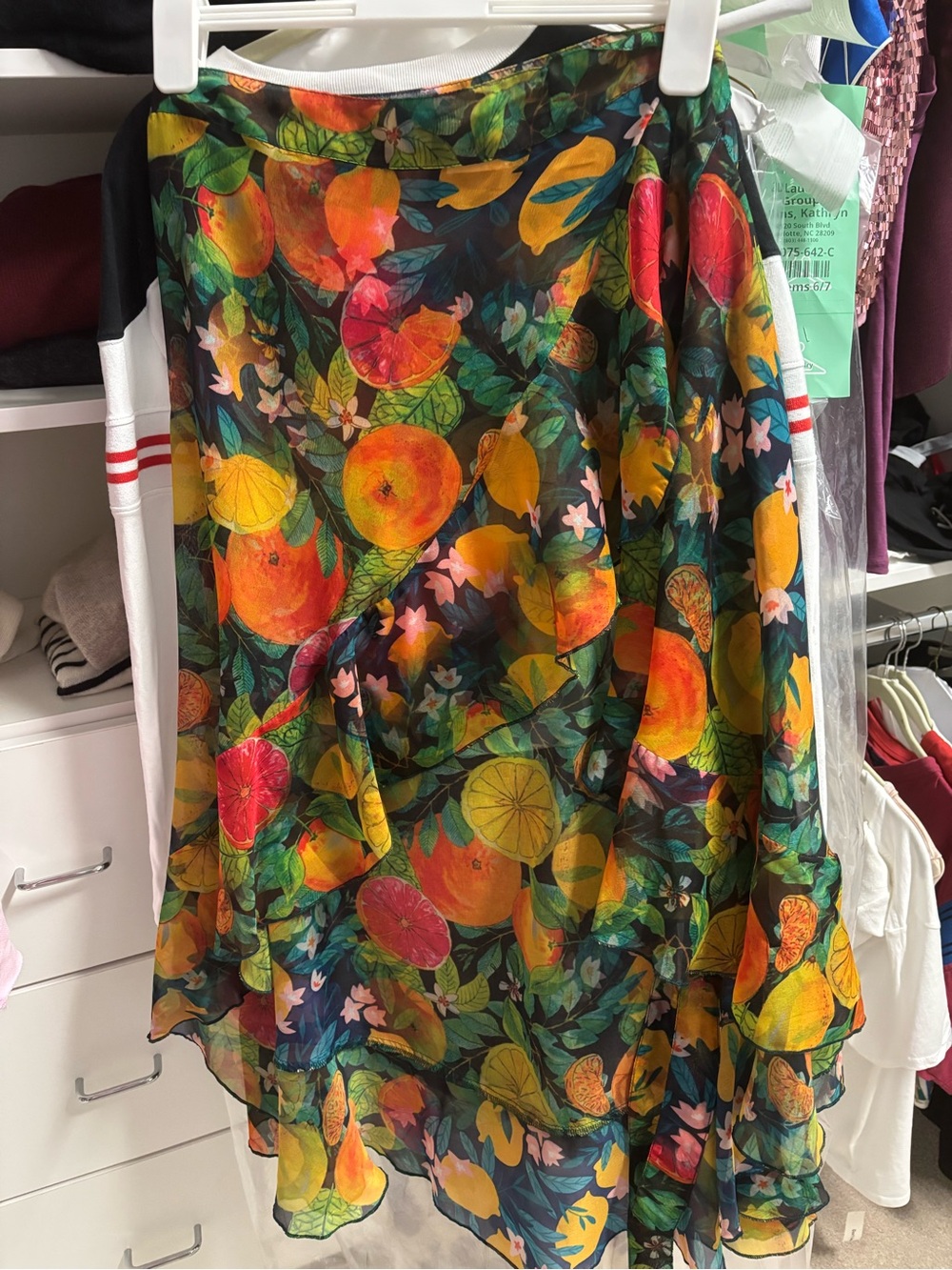Bindya Citrus Print Wrap Cover Up Midi Skirt - Multicolor